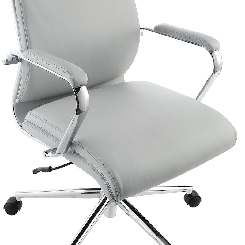 Chaise de bureau mi-hauteur en tissu antimicrobien avec accoudoirs et roulettes chromés