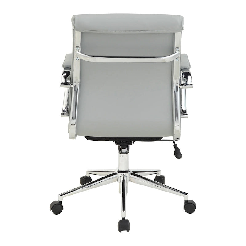 Chaise de bureau mi-hauteur en tissu antimicrobien avec accoudoirs et roulettes chromés