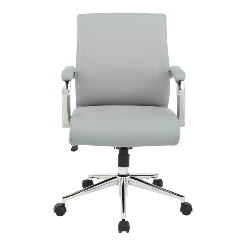 Chaise de bureau mi-hauteur en tissu antimicrobien avec accoudoirs et roulettes chromés