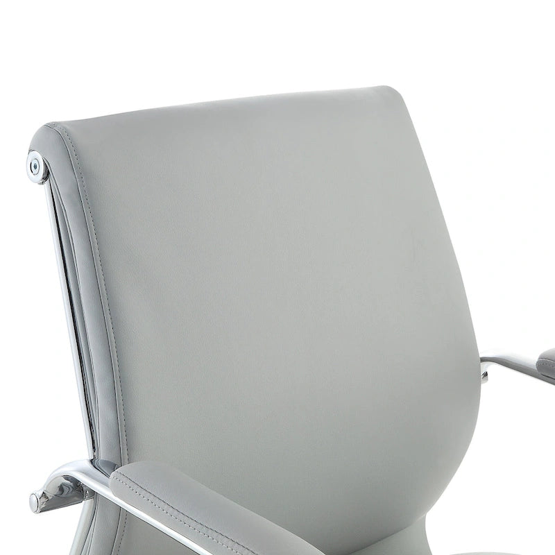 Chaise de bureau mi-hauteur en tissu antimicrobien avec accoudoirs et roulettes chromés