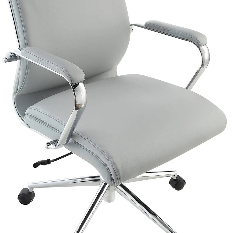 Chaise de bureau mi-hauteur en tissu antimicrobien avec accoudoirs et roulettes chromés