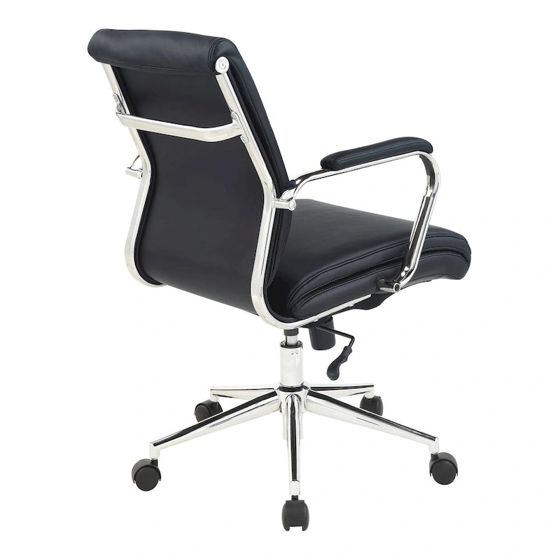 Chaise de bureau mi-hauteur en tissu antimicrobien avec accoudoirs et roulettes chromés