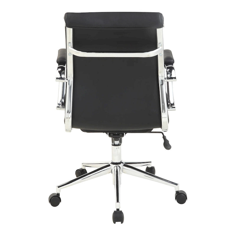 Chaise de bureau mi-hauteur en tissu antimicrobien avec accoudoirs et roulettes chromés