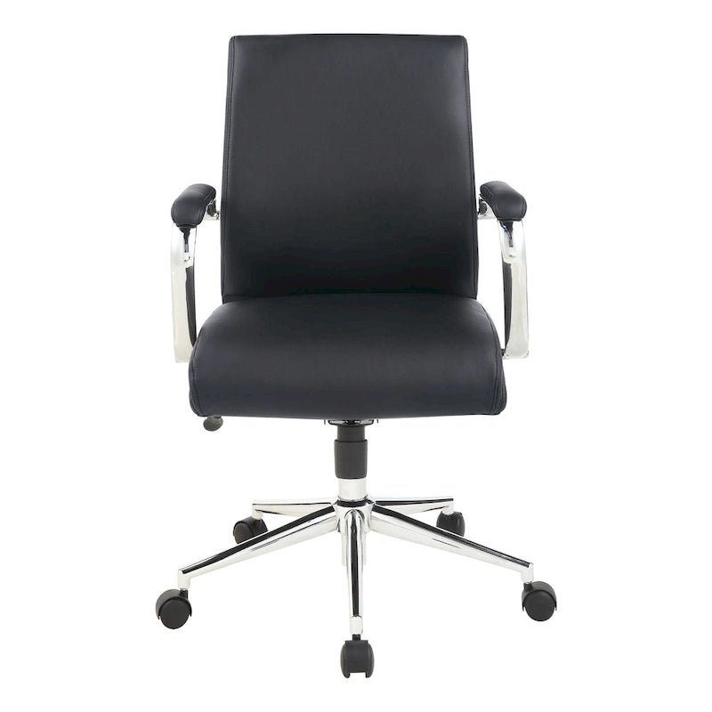 Chaise de bureau mi-hauteur en tissu antimicrobien avec accoudoirs et roulettes chromés