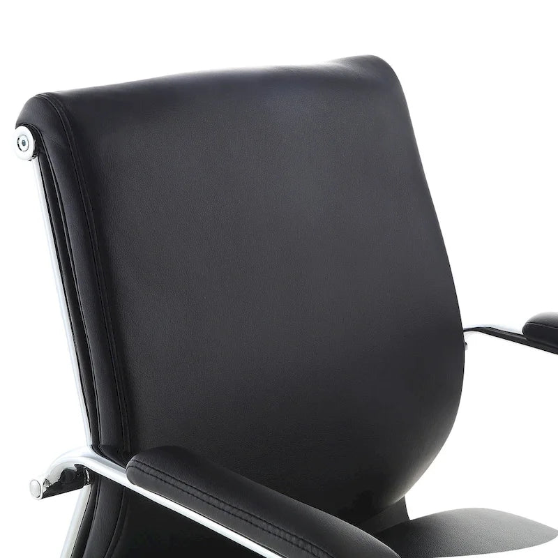 Chaise de bureau mi-hauteur en tissu antimicrobien avec accoudoirs et roulettes chromés