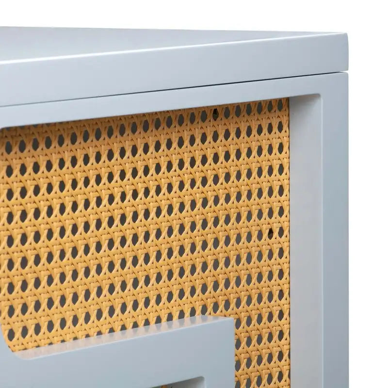 Bureau de style Art Déco en bois crème et rotin à tiroir unique