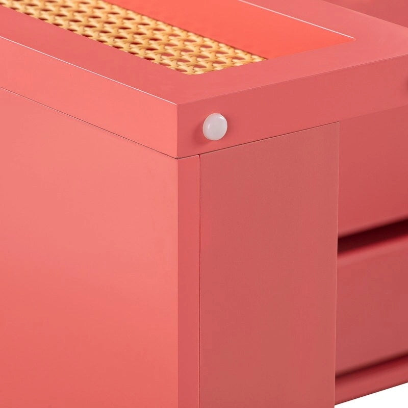 Bureau de style Art Déco en bois crème et rotin à tiroir unique