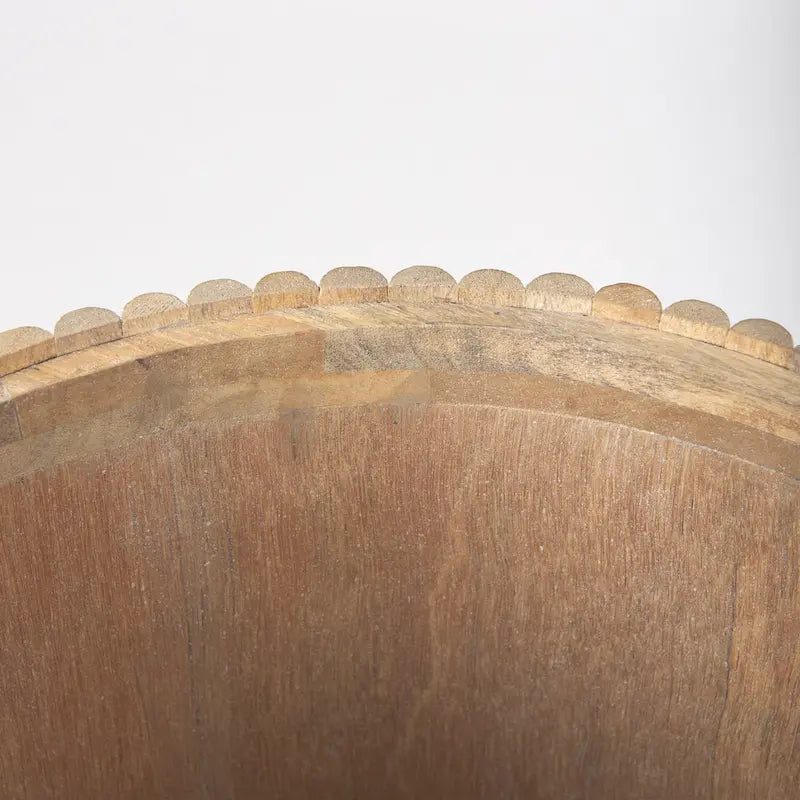 Table d'appoint ronde cannelée en bois de manguier massif avec rangement caché, marron clair