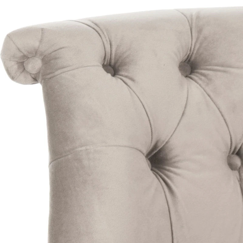 Fauteuil d'appoint capitonné, mélange de coton, dossier baquet capitonné, pieds en bois de bouleau, roulettes, crème naturelle