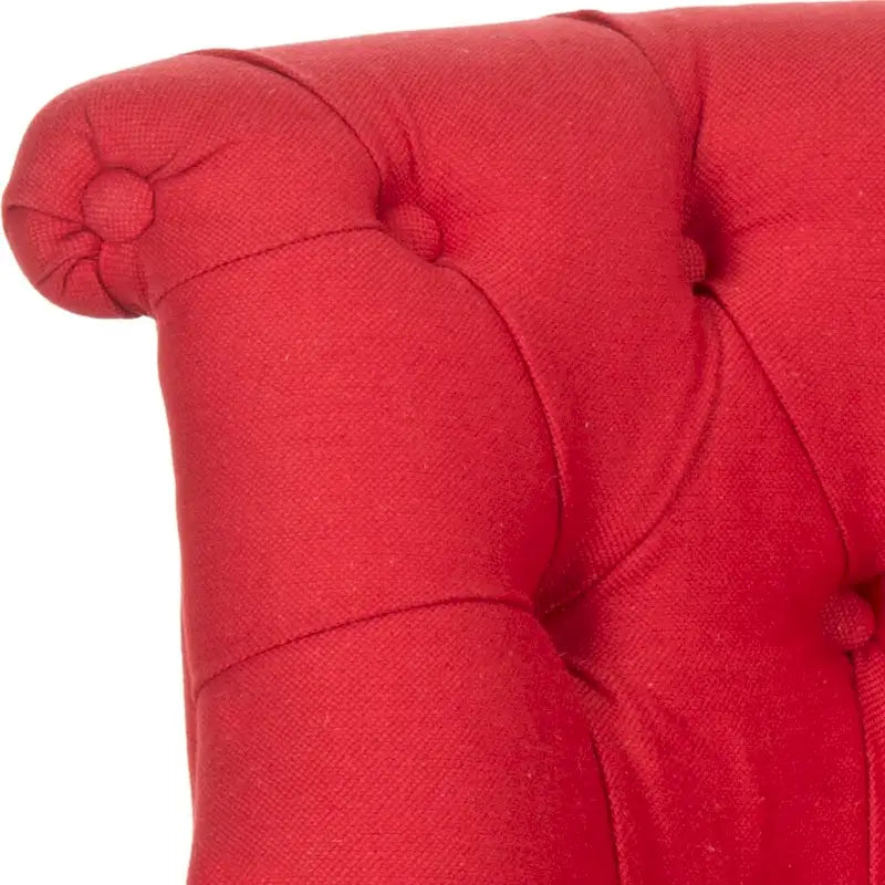 Fauteuil d'appoint capitonné, mélange de coton, dossier baquet capitonné, pieds en bois de bouleau, roulettes, crème naturelle