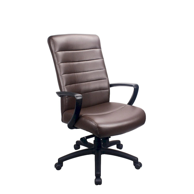 Chaise de bureau de direction en cuir reconstitué avec accoudoirs incurvés hauts marron noir