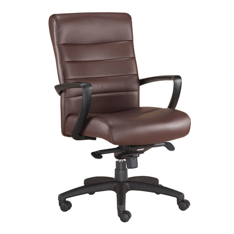 Chaise de bureau de direction en cuir reconstitué avec accoudoirs incurvés hauts marron noir