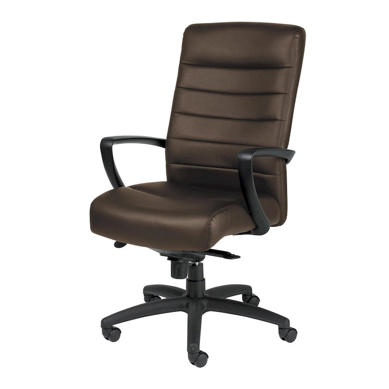 Chaise de bureau de direction en cuir reconstitué avec accoudoirs incurvés hauts marron noir