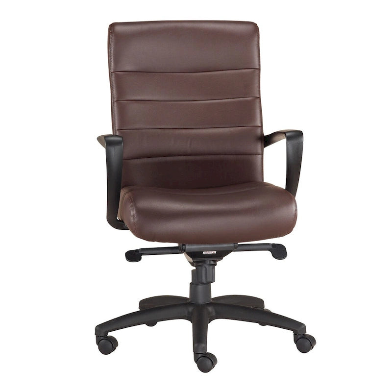 Chaise de bureau de direction en cuir reconstitué avec accoudoirs incurvés hauts marron noir
