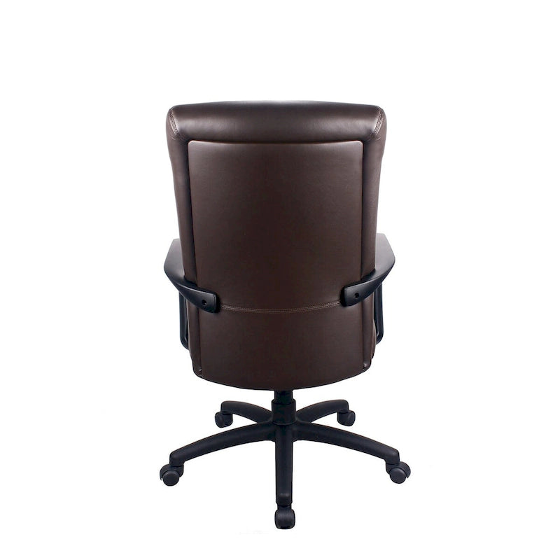 Chaise de bureau de direction en cuir reconstitué avec accoudoirs incurvés hauts marron noir