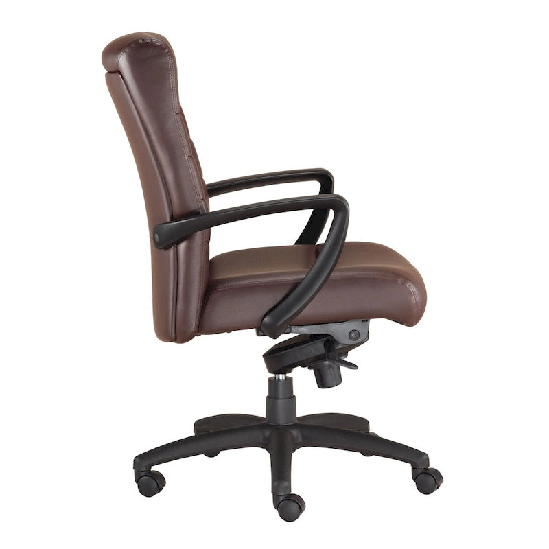 Chaise de bureau de direction en cuir reconstitué avec accoudoirs incurvés hauts marron noir
