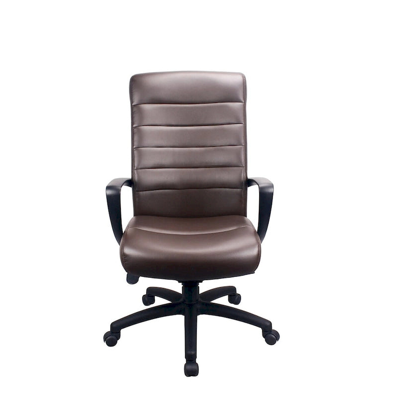 Chaise de bureau de direction en cuir reconstitué avec accoudoirs incurvés hauts marron noir