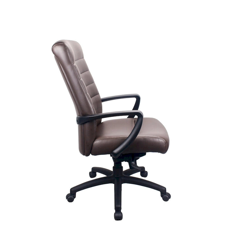 Chaise de bureau de direction en cuir reconstitué avec accoudoirs incurvés hauts marron noir
