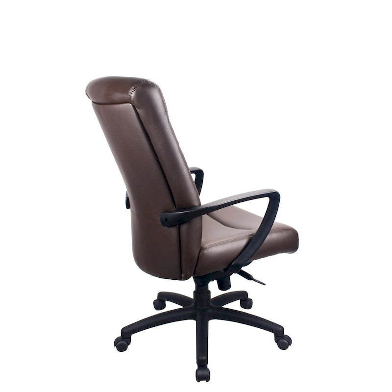 Chaise de bureau de direction en cuir reconstitué avec accoudoirs incurvés hauts marron noir