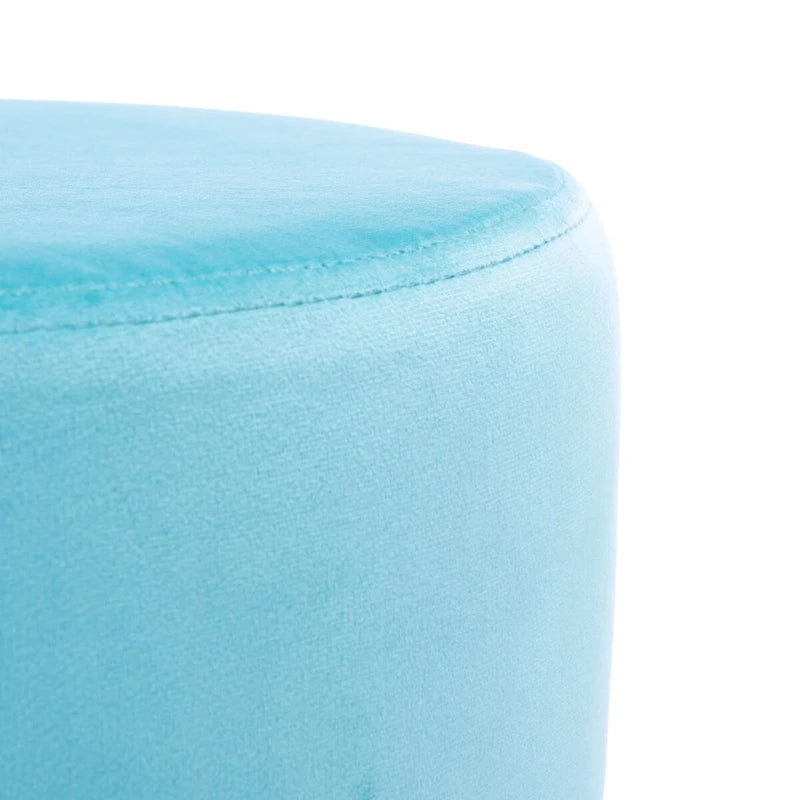 Pouf rond en velours avec pieds épingles dorés, tabouret d'appoint Mid-Century