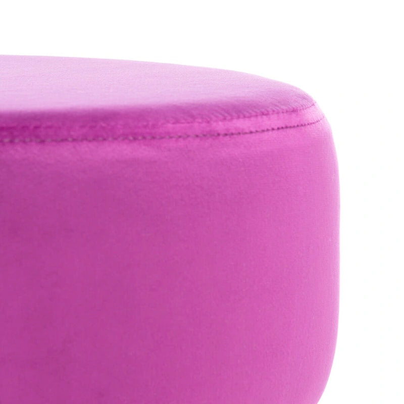 Pouf rond en velours avec pieds épingles dorés, tabouret d'appoint Mid-Century
