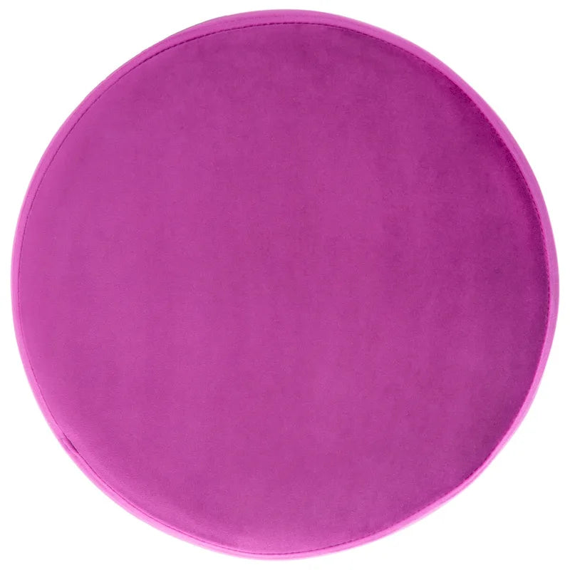 Pouf rond en velours avec pieds épingles dorés, tabouret d'appoint Mid-Century