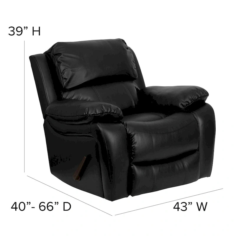 Fauteuil inclinable contemporain en cuir avec accoudoirs rembourrés, noir