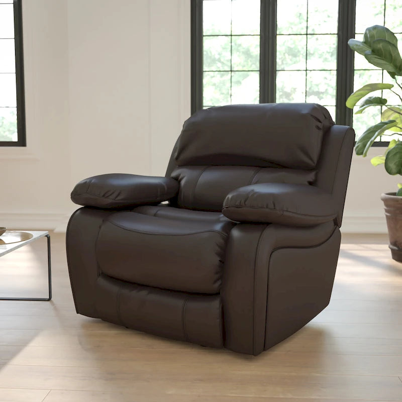 Fauteuil inclinable contemporain en cuir avec accoudoirs rembourrés, noir