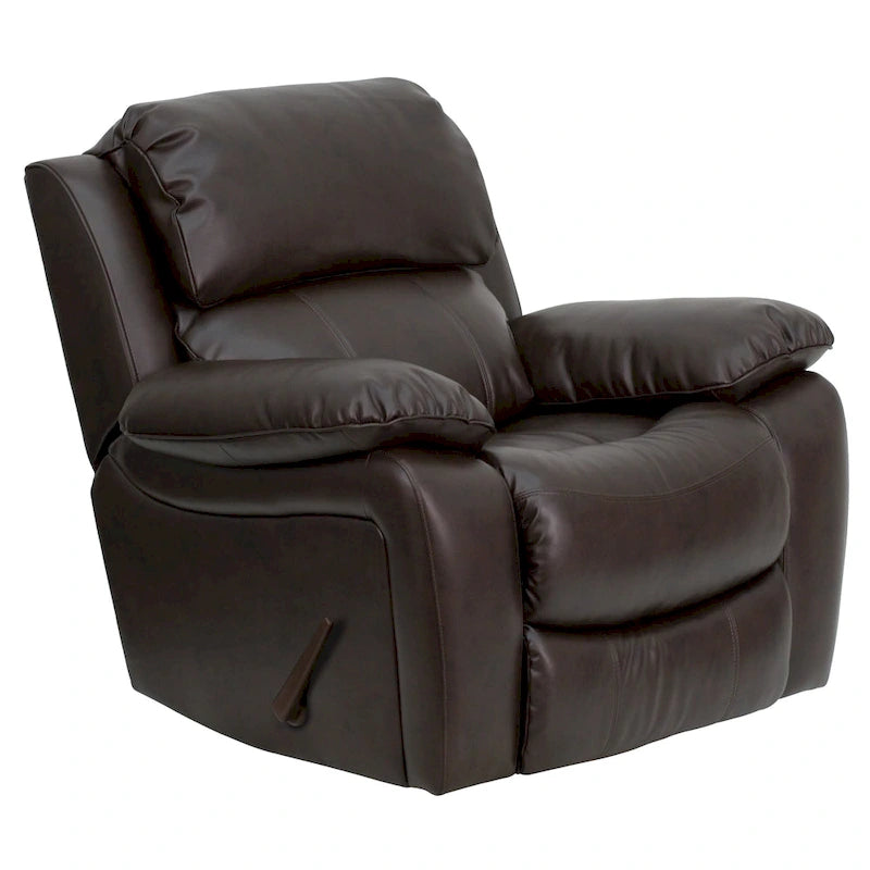 Fauteuil inclinable contemporain en cuir avec accoudoirs rembourrés, noir