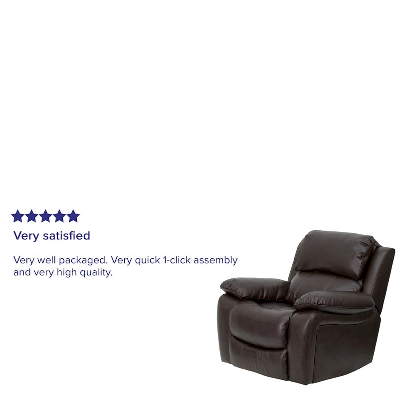Fauteuil inclinable contemporain en cuir avec accoudoirs rembourrés, noir