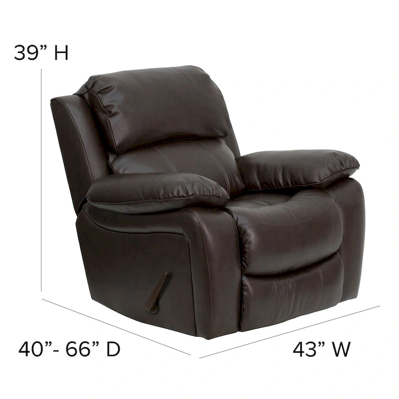 Fauteuil inclinable contemporain en cuir avec accoudoirs rembourrés, noir