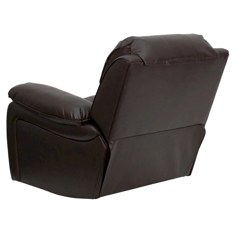 Fauteuil inclinable contemporain en cuir avec accoudoirs rembourrés, noir