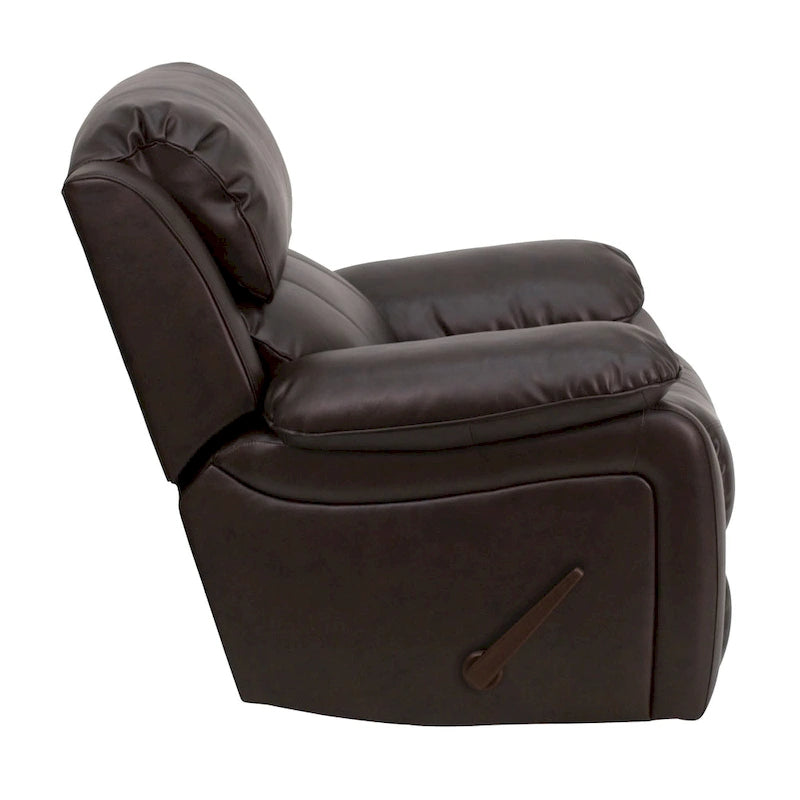 Fauteuil inclinable contemporain en cuir avec accoudoirs rembourrés, noir