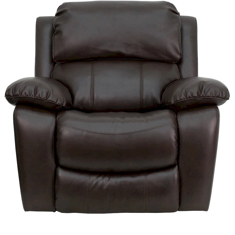 Fauteuil inclinable contemporain en cuir avec accoudoirs rembourrés, noir