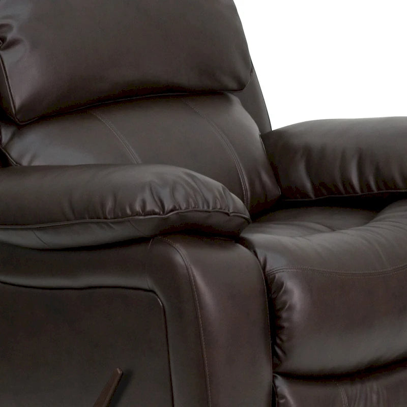 Fauteuil inclinable contemporain en cuir avec accoudoirs rembourrés, noir