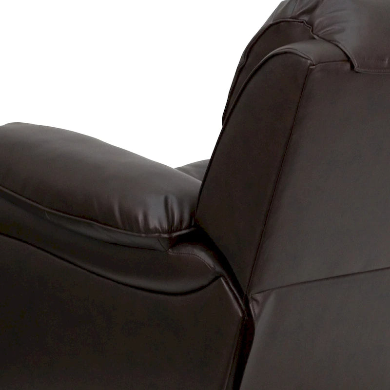 Fauteuil inclinable contemporain en cuir avec accoudoirs rembourrés, noir
