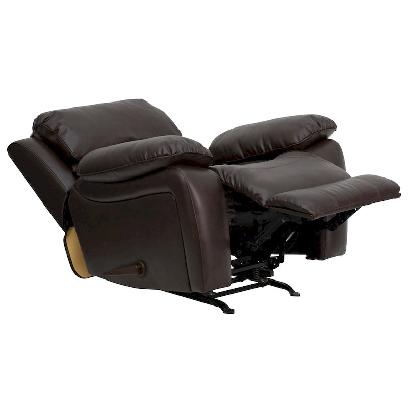 Fauteuil inclinable contemporain en cuir avec accoudoirs rembourrés, noir