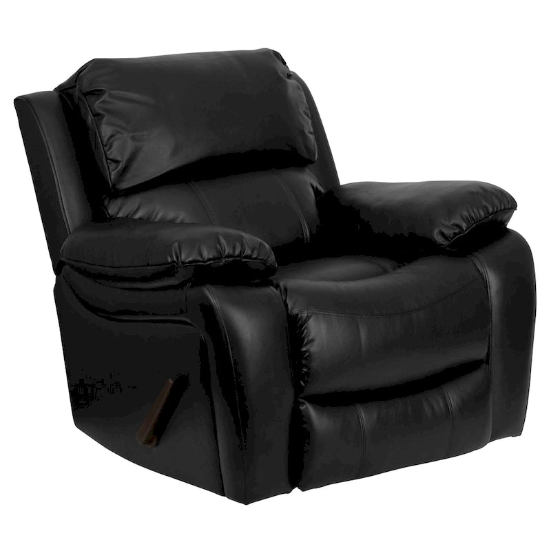 Fauteuil inclinable contemporain en cuir avec accoudoirs rembourrés, noir