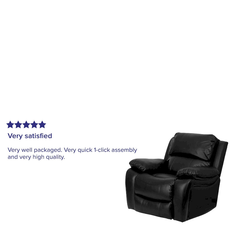 Fauteuil inclinable contemporain en cuir avec accoudoirs rembourrés, noir