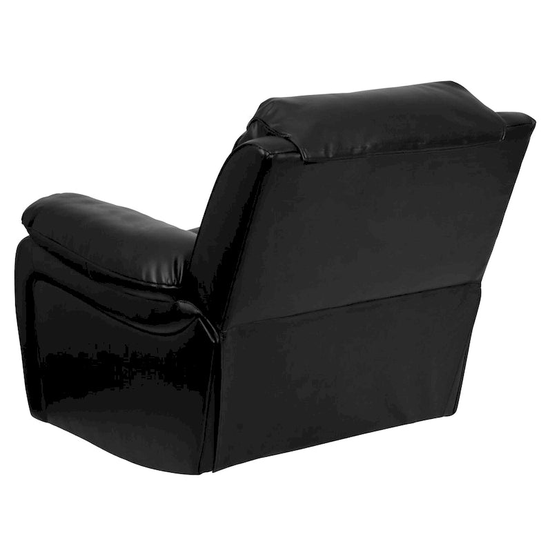 Fauteuil inclinable contemporain en cuir avec accoudoirs rembourrés, noir