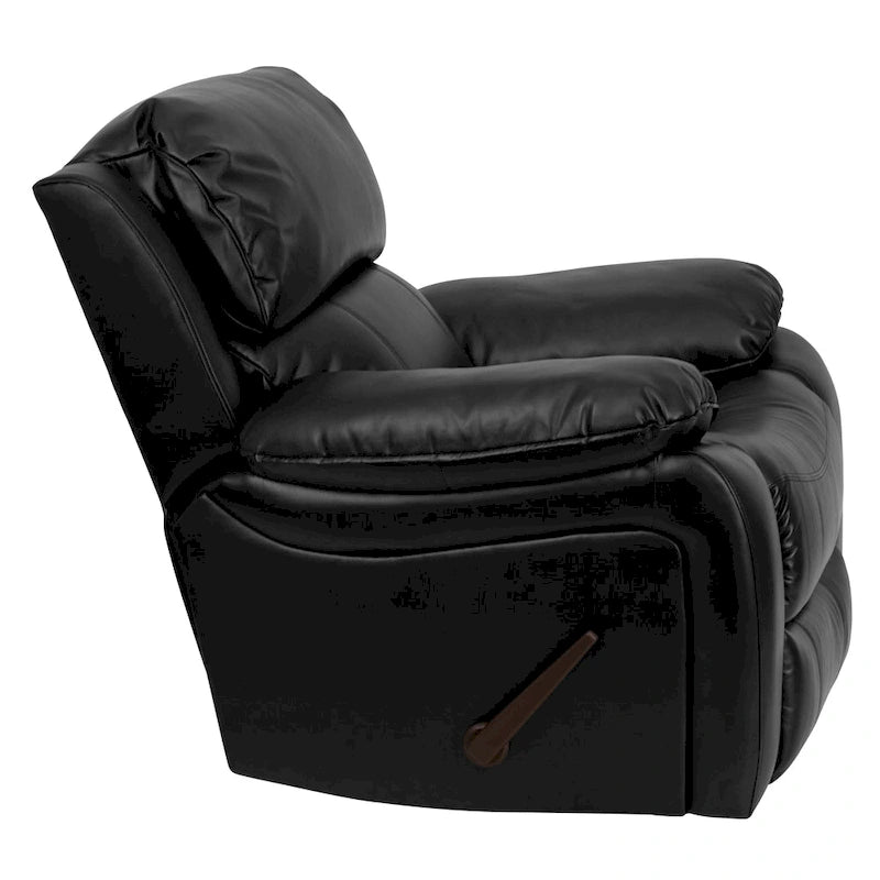 Fauteuil inclinable contemporain en cuir avec accoudoirs rembourrés, noir