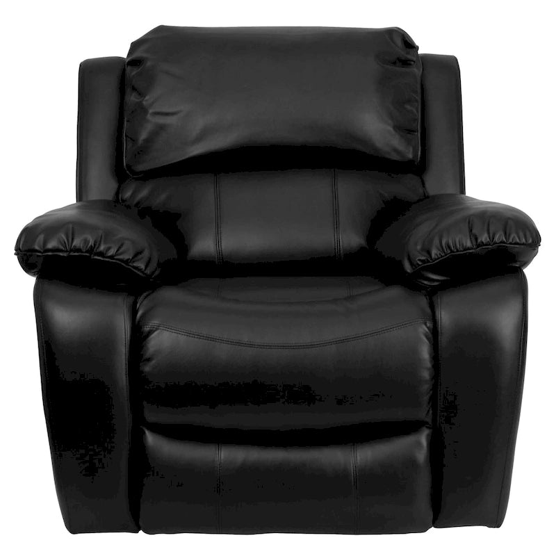 Fauteuil inclinable contemporain en cuir avec accoudoirs rembourrés, noir