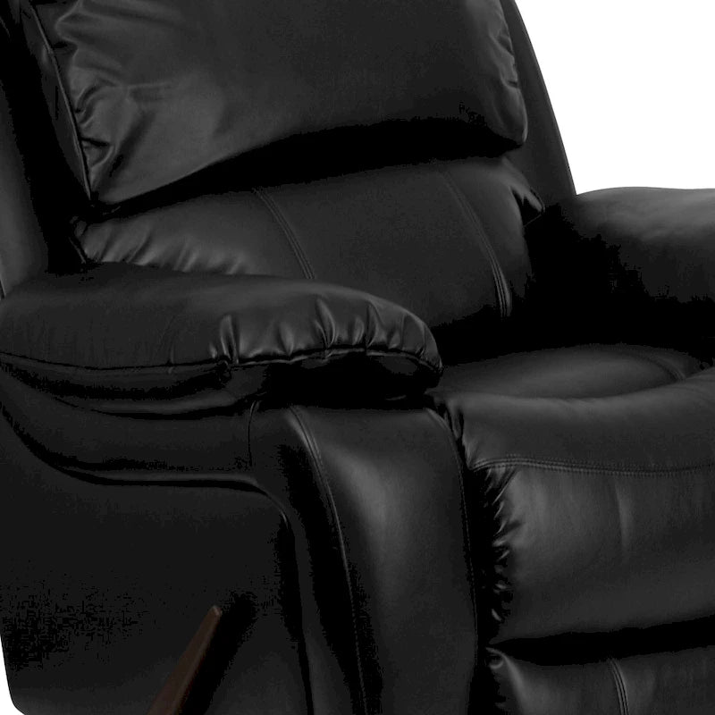 Fauteuil inclinable contemporain en cuir avec accoudoirs rembourrés, noir