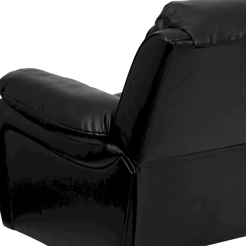 Fauteuil inclinable contemporain en cuir avec accoudoirs rembourrés, noir