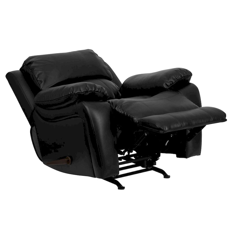Fauteuil inclinable contemporain en cuir avec accoudoirs rembourrés, noir