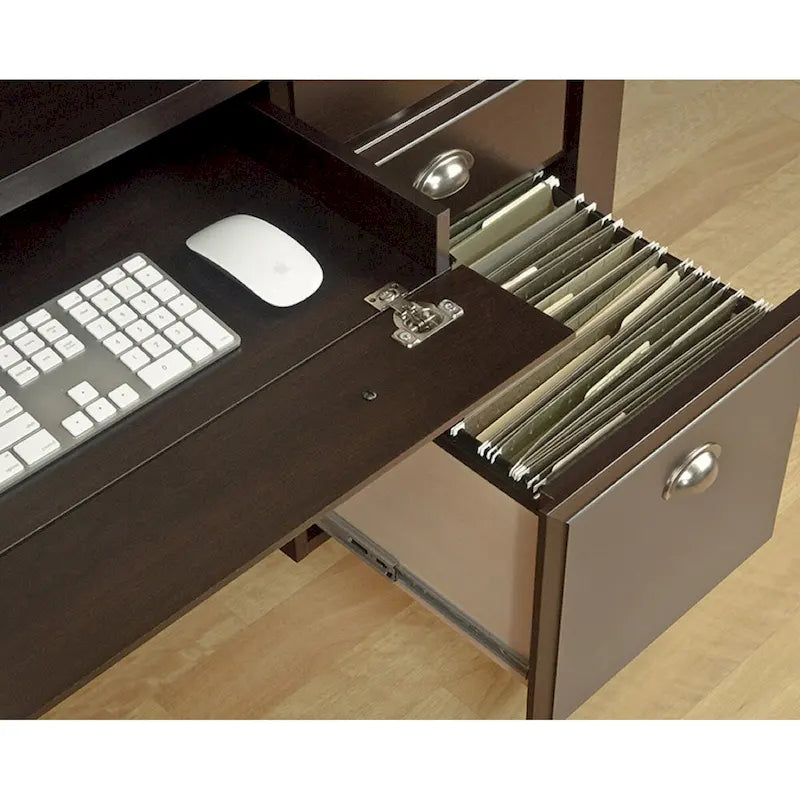 Bureau de direction avec tiroirs multiples en bois finition marron