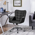 Chaise de bureau pivotante en similicuir avec accoudoirs rembourrés et hauteur réglable, Noir/Rose/Blanc