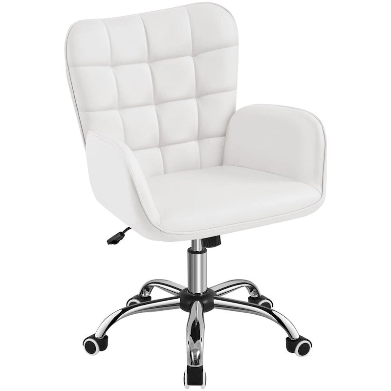 Chaise de bureau pivotante en similicuir avec accoudoirs rembourrés et hauteur réglable, Noir/Rose/Blanc