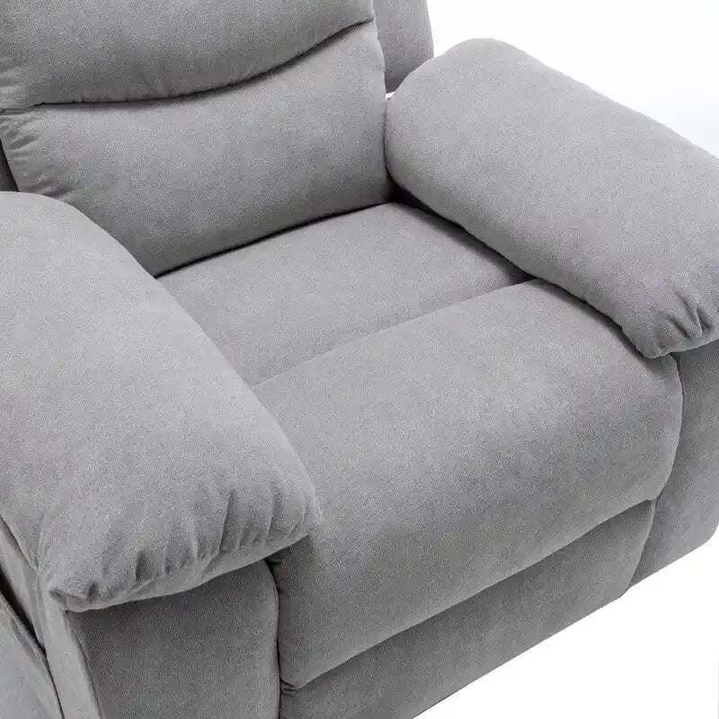 Fauteuil inclinable électrique avec massage chauffant, revêtement en velours, accoudoirs carrés, bleu