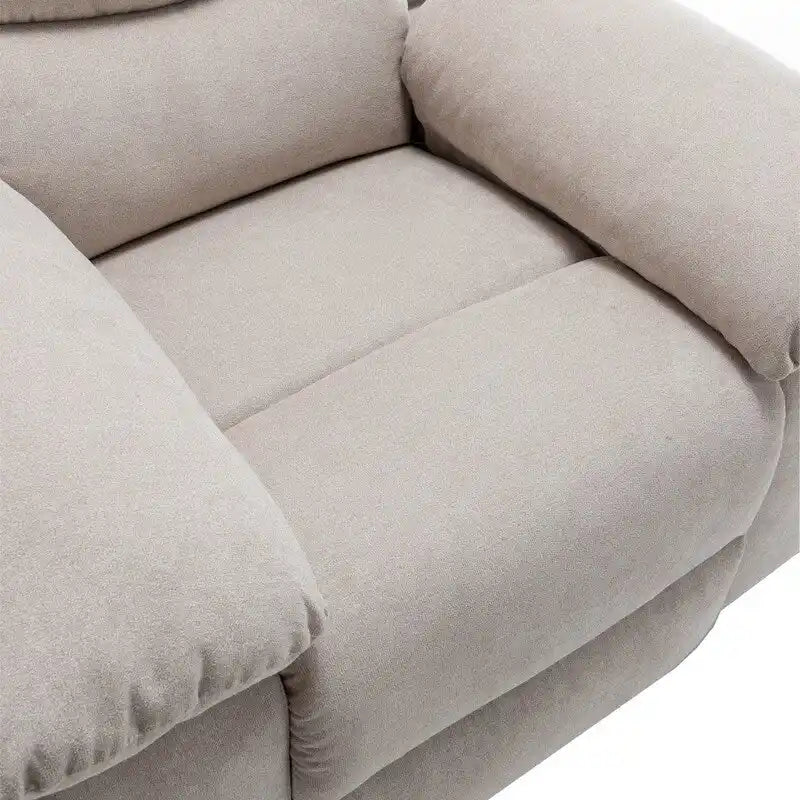 Fauteuil inclinable électrique avec massage chauffant, revêtement en velours, accoudoirs carrés, bleu